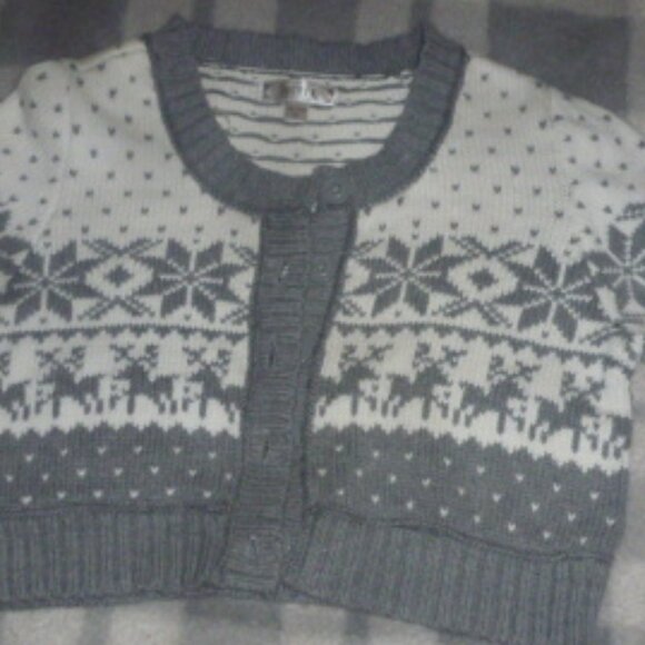 Decree Knit Button Cardigan Sweater -Deer Reindeer Snowflake Winter theme Sz XXL - Picture 4 of 12